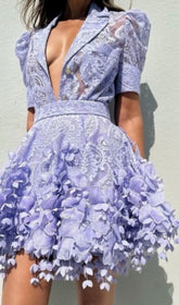 High Tide Lace Shirt And Flip Mini Skirt In Purple